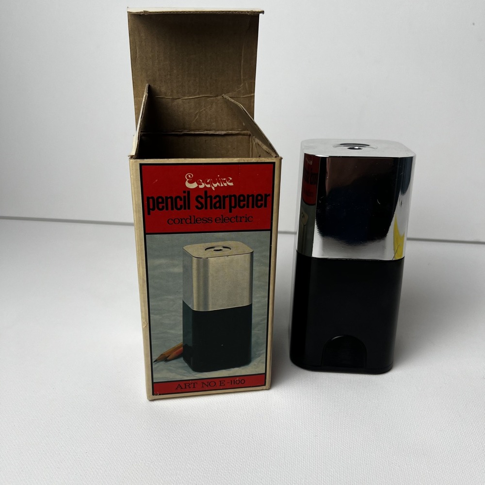 Vintage Esquire E-1100 Cordless Electric Pencil Sharpener Black Chrome Japan